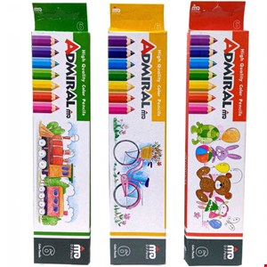 مداد رنگی 6 رنگ آدمیرال جعبه مقوایی مدل MDF